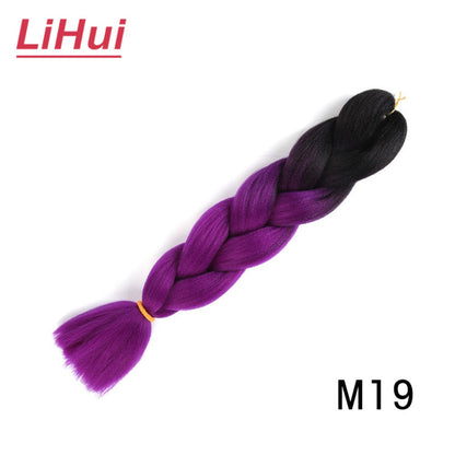 Cabelo Sintético Trança Jumbo 24 Polegadas Ombre Jumbo Extensão de Cabelo para Mulheres Tranças DIY Roxo Rosa Amarelo Cinza Lihu