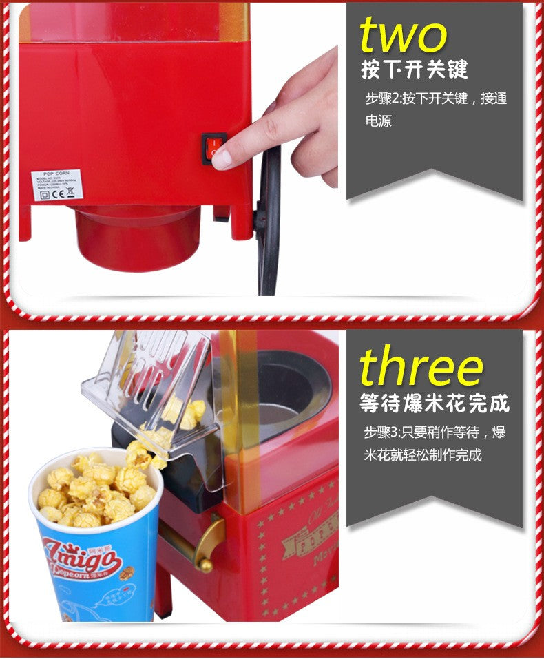 110-220V Electric Popcorn Maker Home Corn Popcorn Making Machine Fully Automatic Trolley Corn Popper DIY Creativity for Children
