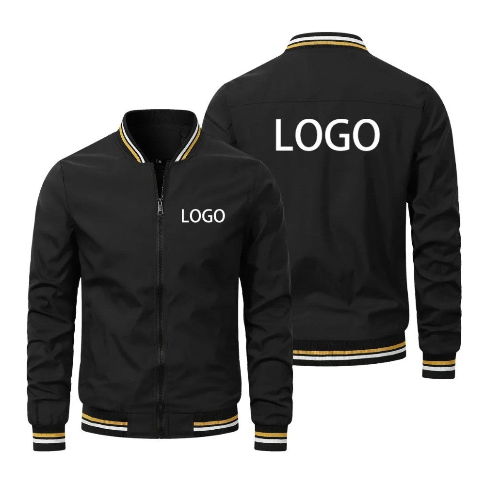 Custom Windproof Jacket Men Personalized Logo Printed Zipper Motorcycle Outdoor Sportswear Casual Fashion Coat