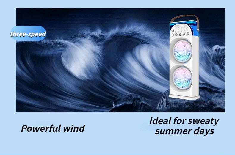 Multi-Function Mist Fan with Oscillating Air Conditioner, Aromatherapy, Colorful Lights & Timer for Home Office Use