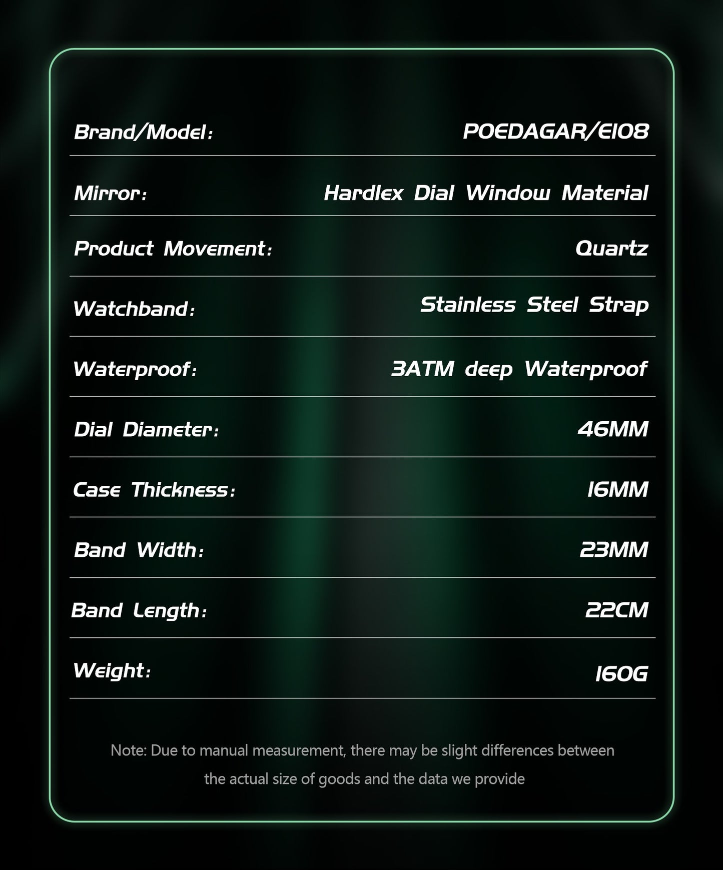 POEDAGAR Top Man Clock Waterproof Electronic LED Luxury Men's Watches Dual Time Display Digital Stainless Steel Men Quartz Watch