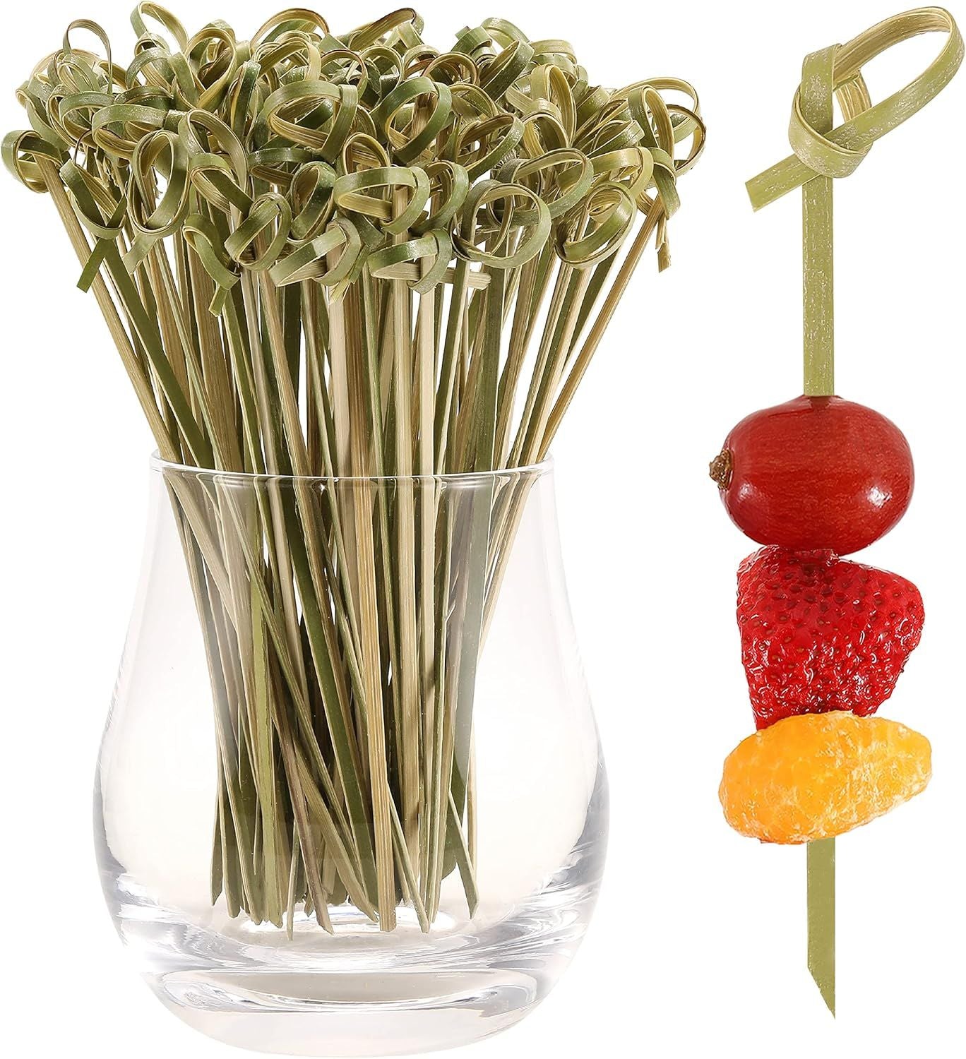Palitos de Coquetel Espetos de Nó de Bambu Natural Palitos de Comida Mini Palitos de Dente Decorativos para Bebidas Frutas e Guarnição de Tábua de Frios