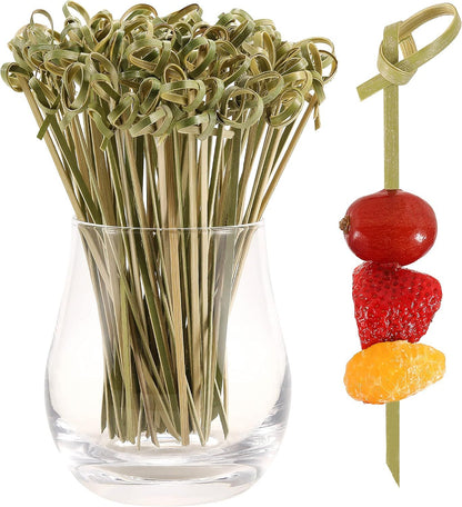 Palitos de Coquetel Espetos de Nó de Bambu Natural Palitos de Comida Mini Palitos de Dente Decorativos para Bebidas Frutas e Guarnição de Tábua de Frios