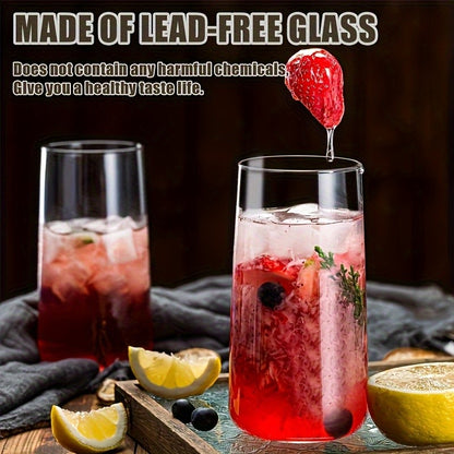 6 Copos Long Drink para Uísque e Café com Canudo de 450ml, Copos para Suco Adequados para Coquetéis e Cerveja, Conjunto de Utensílios de Bar