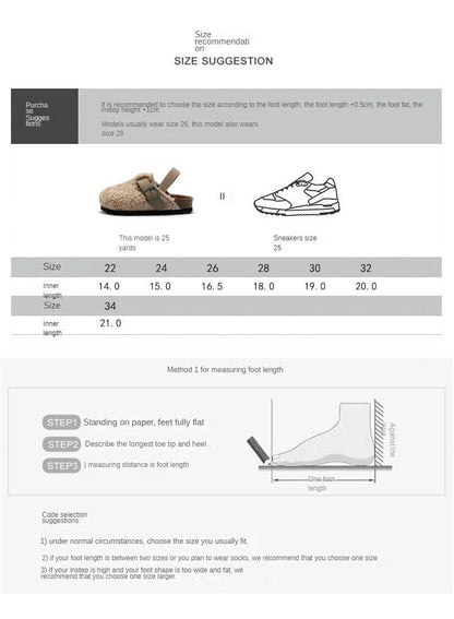 Children's Fleece Elastic Clogs Baby Boys Girls Plush Slipper Toddler Prewalker Footwear Winter Warm Soft Sole Shoes