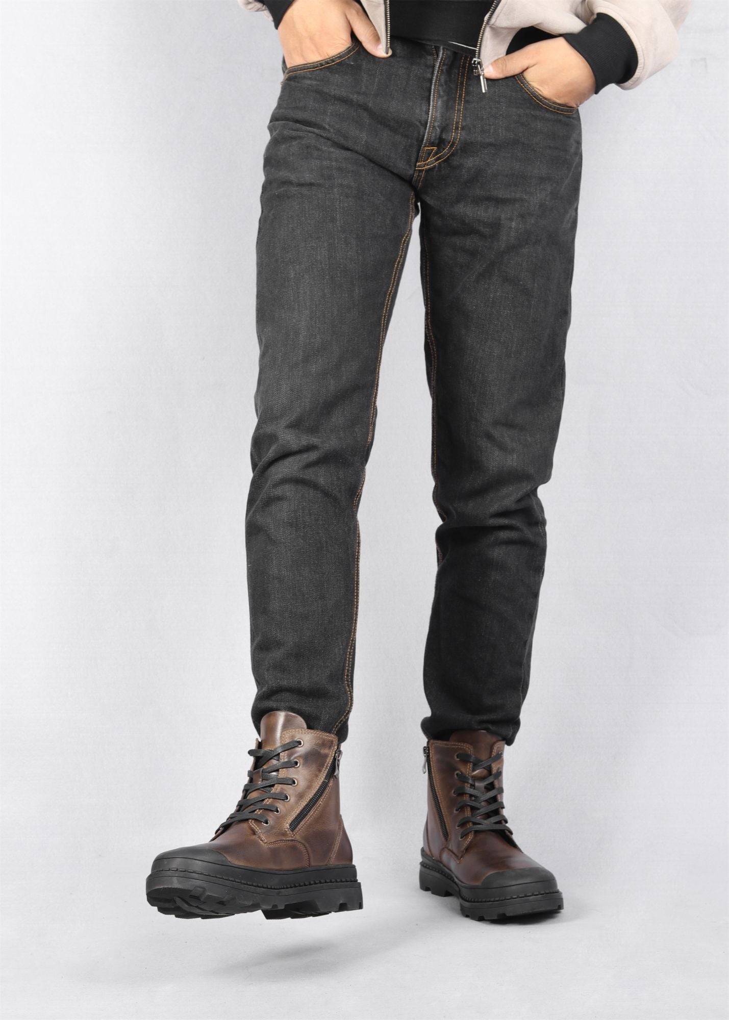 Botas Masculinas de Couro Legítimo Natural Feitas à Mão Estilo Retrô para o Inverno #9550