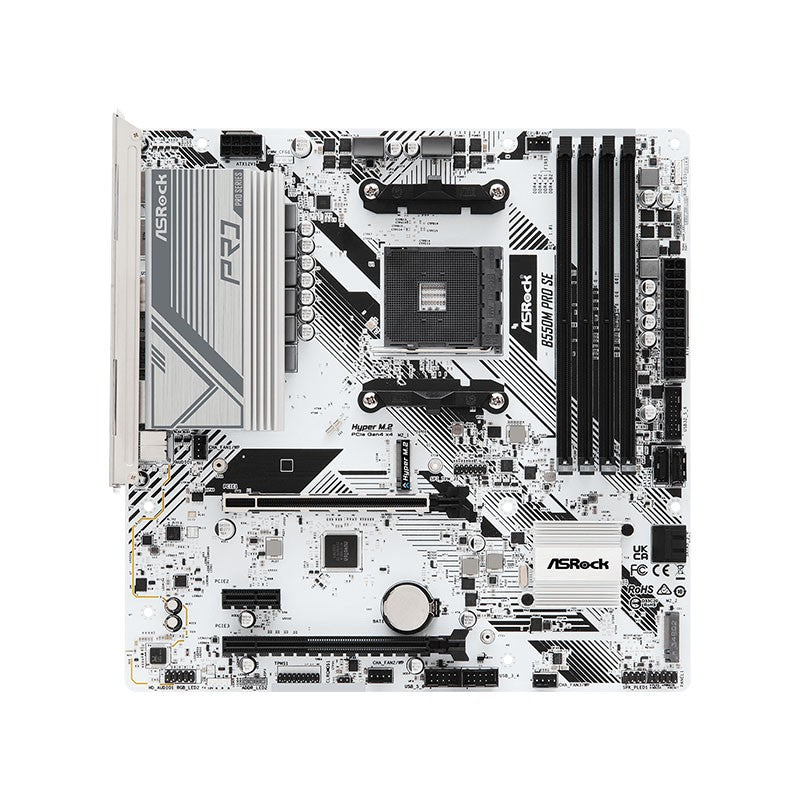 Placa-mãe ASRock Nova B550M Pro SE B550 AMD PRO565 Socket AM4 DDR4 128GB PCI-E 4.0 M.2 SATA III 4733+(OC)MHz USB 3.2