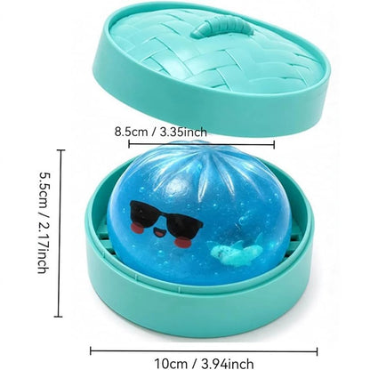 Glitter Shark Dumplings Squishy Toy Soft Slow Resilience Mini Buns Fidget with Steamer Steamed Stuffed Bun Pinch Le