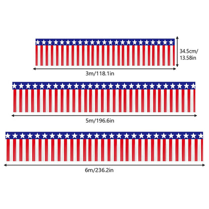 USA Flag Fringe Banner Tinsel Streamer Foil Tassel Garland For Independence Day Fourth Of July Indoor And Outdoor Decoration