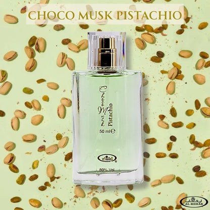 Al-Rehab Choco Musk Pistachio Eau de Parfum para Mulheres e Homens - 50ml (1.65 oz) | Perfume Gourmand de Pistache e Nozes