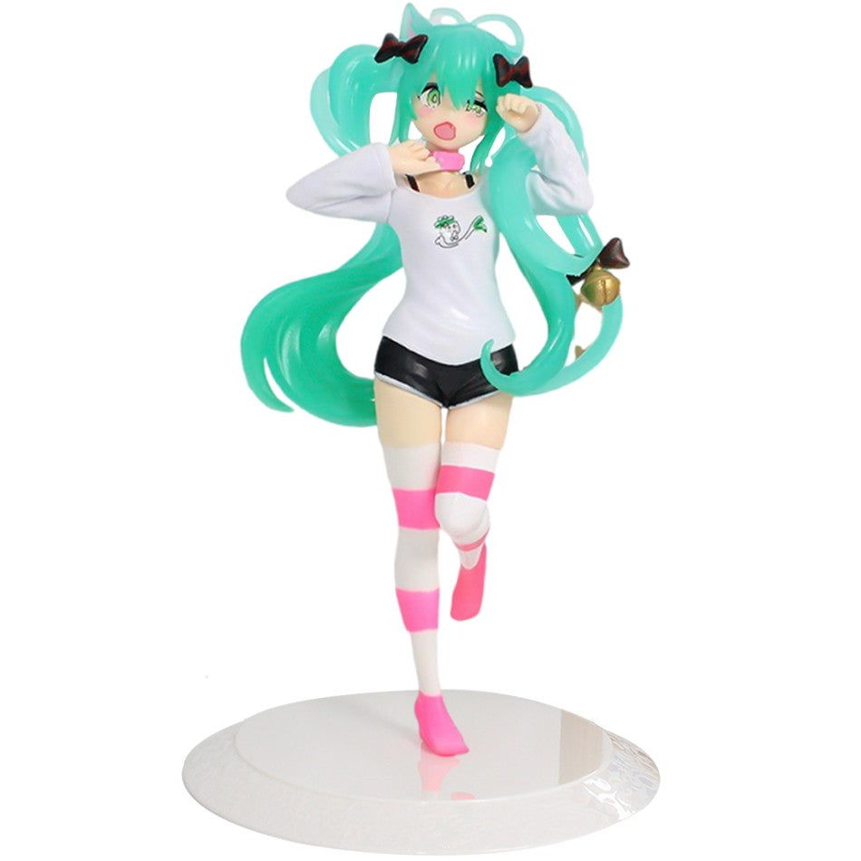 Anim Hatsune Miku Sitting Posture Figure Cat Ear Hatsune Model Desktop Decor Collectible Toy Gift for Fans Japanese Kawaii Otaku