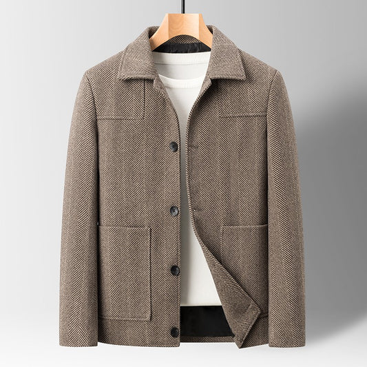 Classic Mens Office Dress Jackets Quality Casual Business Lapel Windbreak Coats Top Autumn Winter Blended Wool Jacket Streetwear
