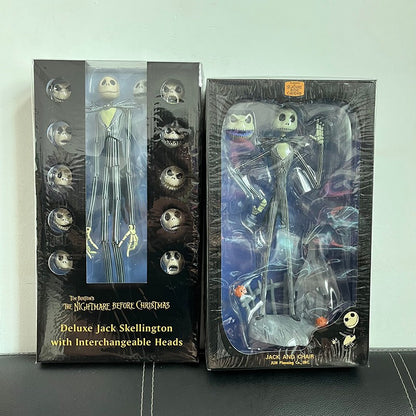 O Pesadelo Antes do Natal Jack Skellington Action Figure 12 Rostos Jack Jack Cadeira Versão Especial Modelo de Brinquedo Presente de Halloween