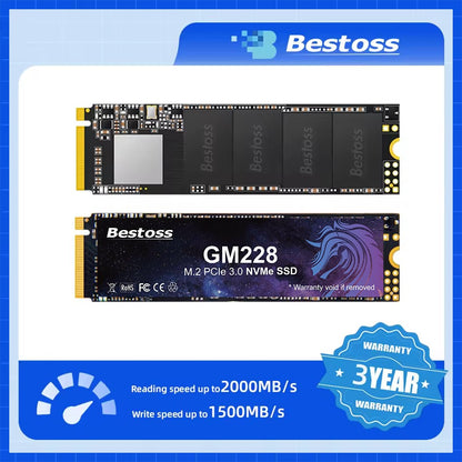 Bestoss M.2 NVMe PCIe 3.0 128GB 256GB 512GB 1TB SSD Interno para Notebook e Desktop