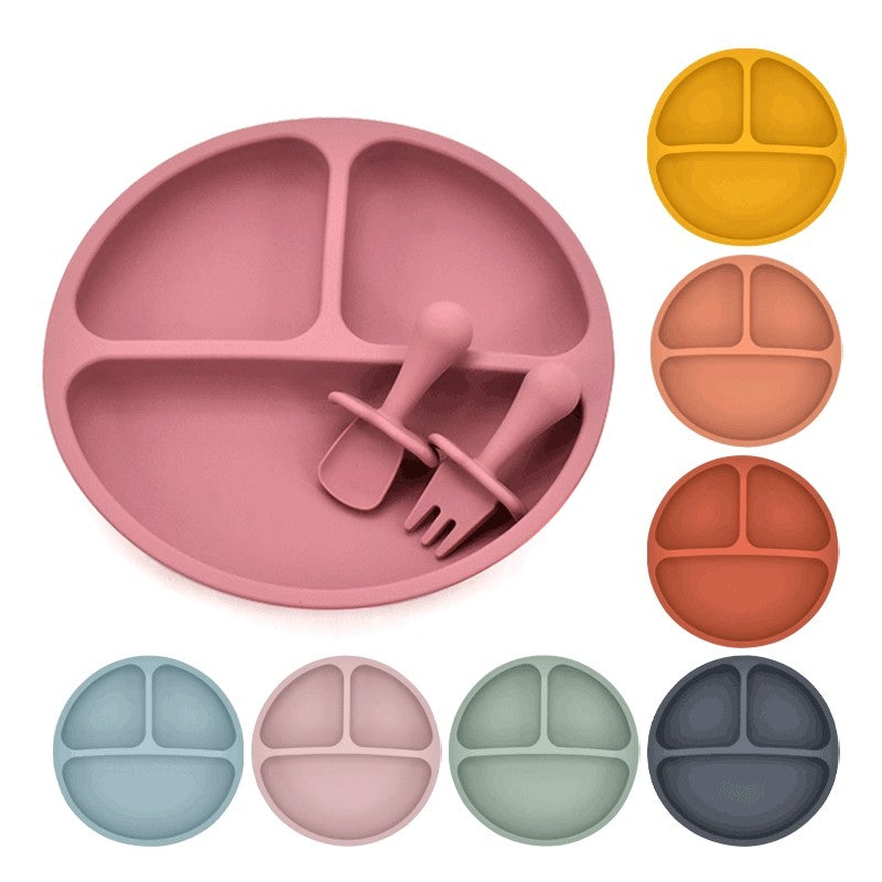 9Colors Baby Plate Set Food Grade Silicone Dishes BPA-Free Tableware Kids Feeding Bowls Kids Learning Dishes Tray Dropshiping