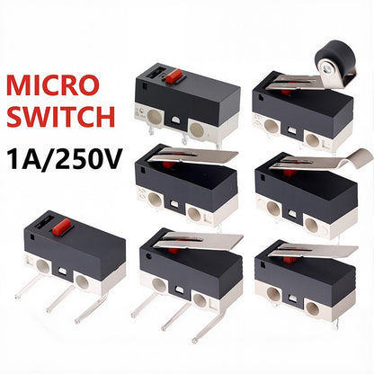 20PCS Mini Micro Limit Switch C NO NC 3 Pins PCB Terminals SPDT 1A 125V Roller Arc Lever Snap Action Push Micro Mouse Switches