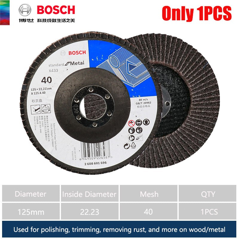 Disco de Polimento BOSCH 125MM Para Madeira/Metal Ferramentas Acessórios para Esmerilhadeira Remoção de Tinta Ferrugem 1 UNIDADE