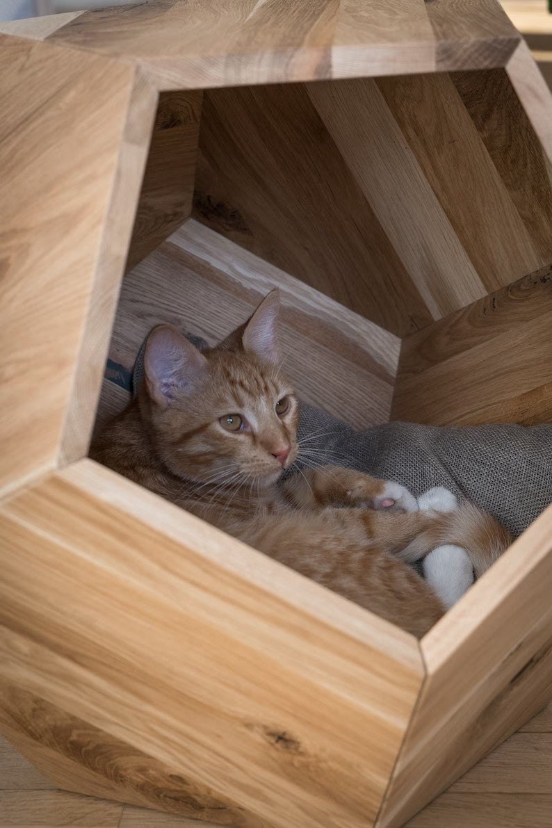 Móveis de madeira para animais de estimação, cama-caverna para gatos, casa para gatos
