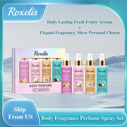 Roxelis 1 Conjunto de Perfume em Spray Corporal de Longa Duração com Fragrância de Frutas Frescas para o Dia a Dia, Encontros, Glamour, Flertes e Perfume Elegante