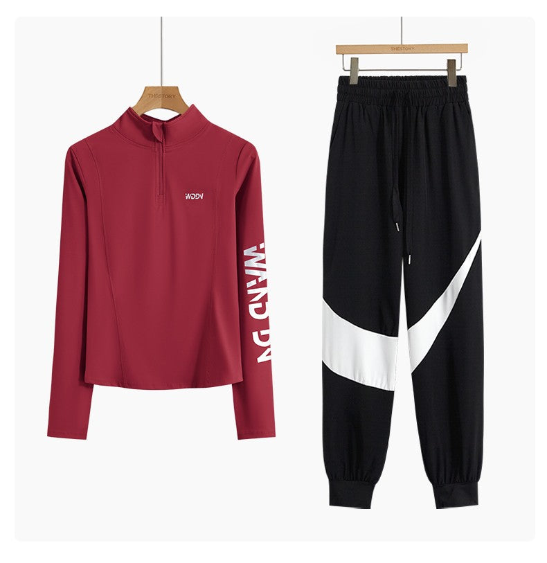 DRUR Yoga Set for Women 2 Piece Lightweight Loose Fit Sportswear Outfits Breathable Tops Pants Suit Running Clothes Autumn New