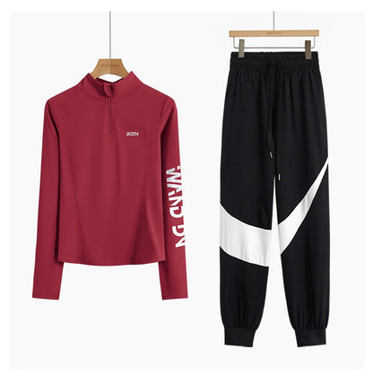 DRUR Yoga Set for Women 2 Piece Lightweight Loose Fit Sportswear Outfits Breathable Tops Pants Suit Running Clothes Autumn New