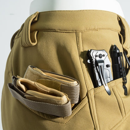 Men Winter Autumn Warm Fleece Pants Waterproof Hiking Camping Climbing Cargo Military Tactical Casual Trousers Softshell Elastic