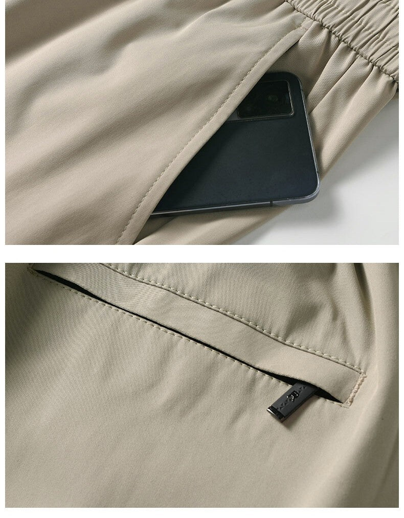 Calça Masculina Casual de Verão Seda Gelo Calça com Elástico na Cintura Calça de Corrida Fresca Respirável 5GG