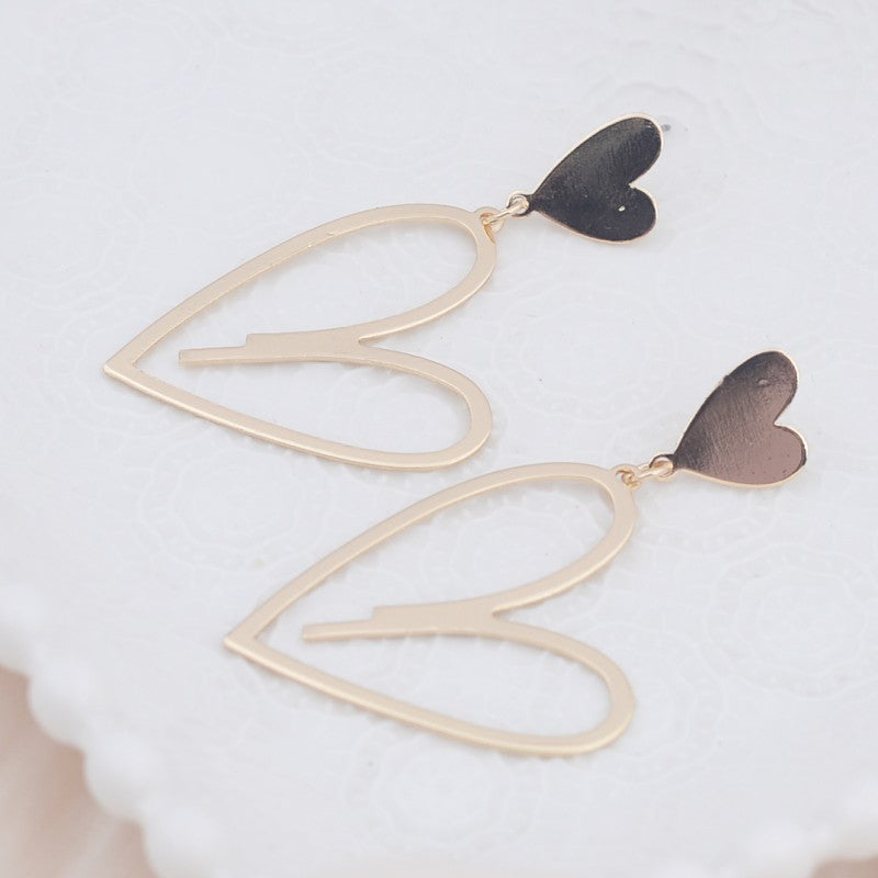 2024 Novas Brincos Pendentes de Coração Femininos da Moda Brincos de Coração de Amor de Camada Dupla Lindos Brincos Bohemianos