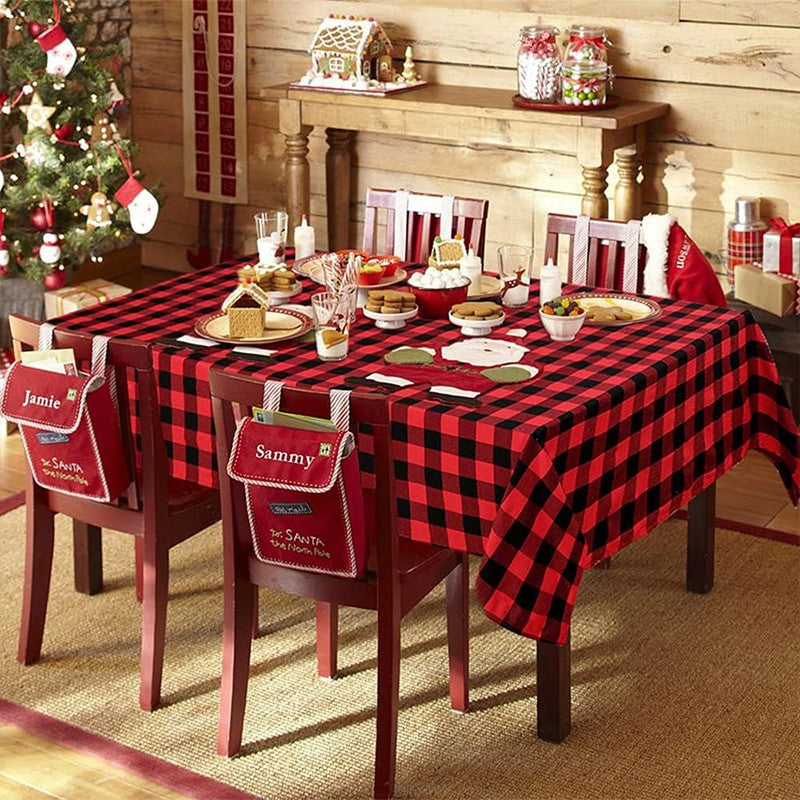 Christmas Checkered Square Tablecloth Kitchen, Wedding Party, Holiday Dining Table Decoration Tablecloth