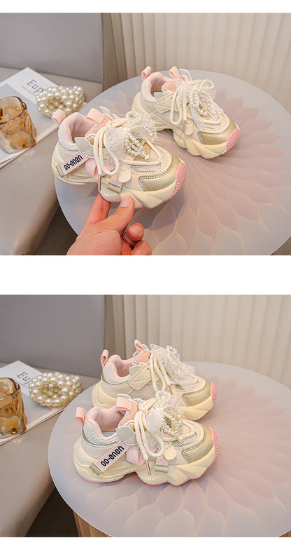 Autumn Sneakers For Kids Korean Style Trend Fashion Girl's Sneakers Soft-soled Breathable Teenager Children Sport Shoes