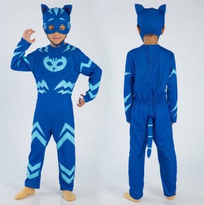 cosplay Blue Pajama Boys Girls Anime Hero Costume with Mask Cosplay Clothe Suit Child Halloween costume Birthday Party Kids Gift