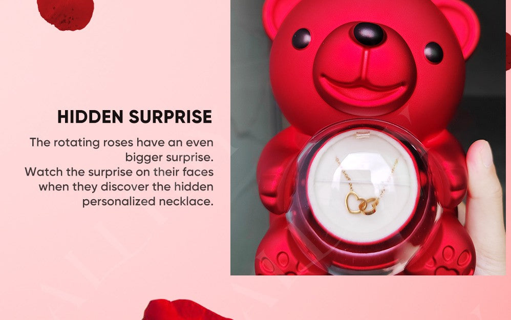 2025 Hot Eternal Rose Teddy Bear Gift Box with Custom Necklace Jewelry Set Valentine's Birthday Holiday Gift Back School Gift