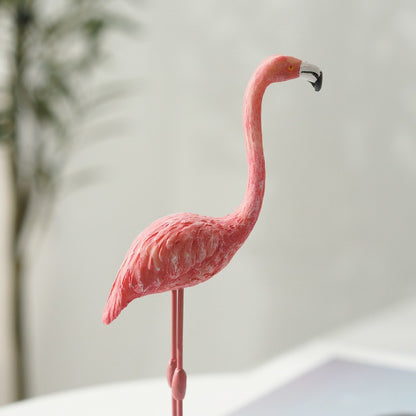 Nordic Home Decor Accessories Creative Resin Flamingo Figurines Pink Sculpture Animal Model Living Room Desktop Ornament Crafts