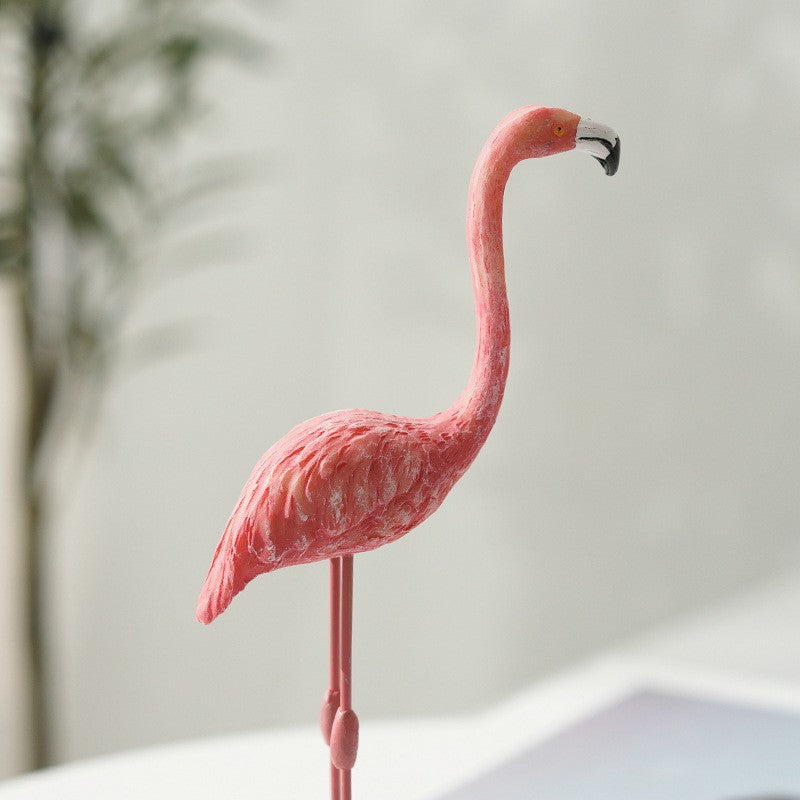 Nordic Home Decor Accessories Creative Resin Flamingo Figurines Pink Sculpture Animal Model Living Room Desktop Ornament Crafts