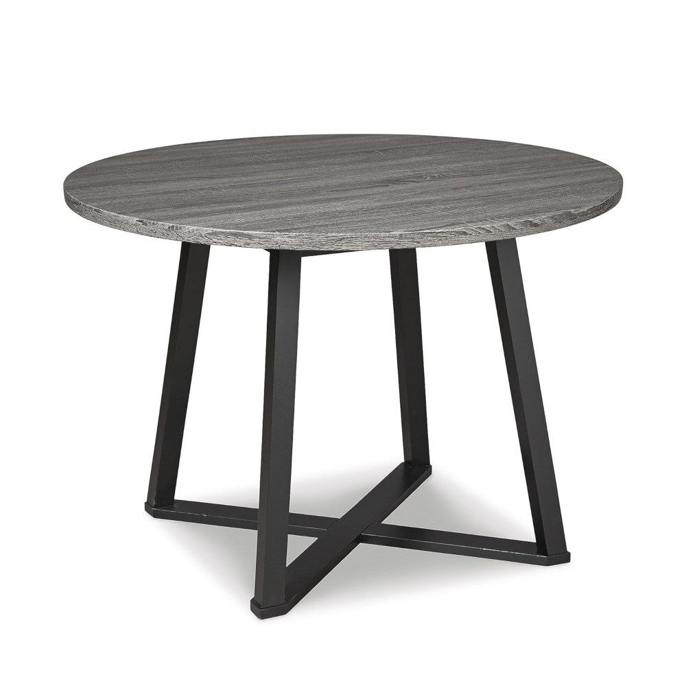 Ashley Centiar Mid-Century Modern Round Dining Table with Gray and Black Metal Legs