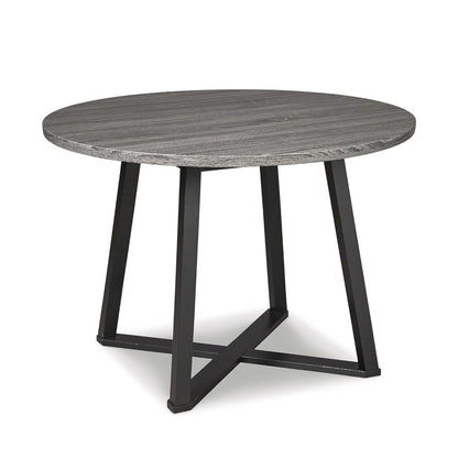 Ashley Centiar Mid-Century Modern Round Dining Table with Gray and Black Metal Legs