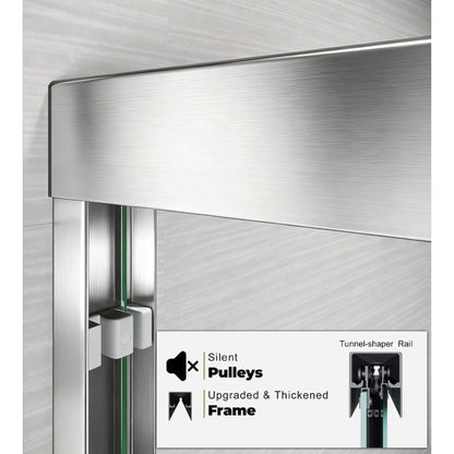 Shower Door 44 to 48'' W x 72'' H,Semi Frameless Double Sliding Shower Glass Door with 1/4" Clear SGCC Tempered Glass,Stainless