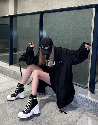 Women Platform Sneakers Canvas Shoes Personalized Luxry Heels Skateboard Lace Up Casual Fashion Outdoor Sneakers