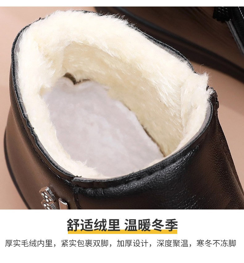 2024 New Women's Real Leather Ankle Boots Thick Bottom Plush Shoes Women Winter Warm Shoes Fashion Cool Footwear Size 35-41