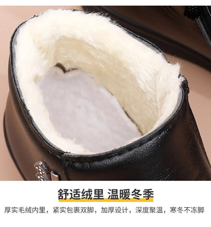 2024 New Women's Real Leather Ankle Boots Thick Bottom Plush Shoes Women Winter Warm Shoes Fashion Cool Footwear Size 35-41