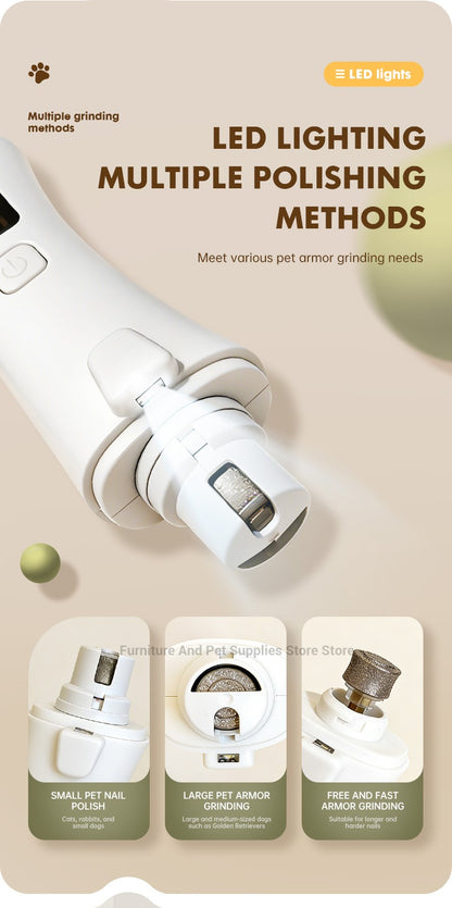 Aparador de Unhas Elétrico 2 EM 1 para Pets com Luzes LED Lixador de Unhas para Pets Aparador e Lixador de Unhas de Cães para Cães/Gatos de Pequeno, Médio e Grande Porte