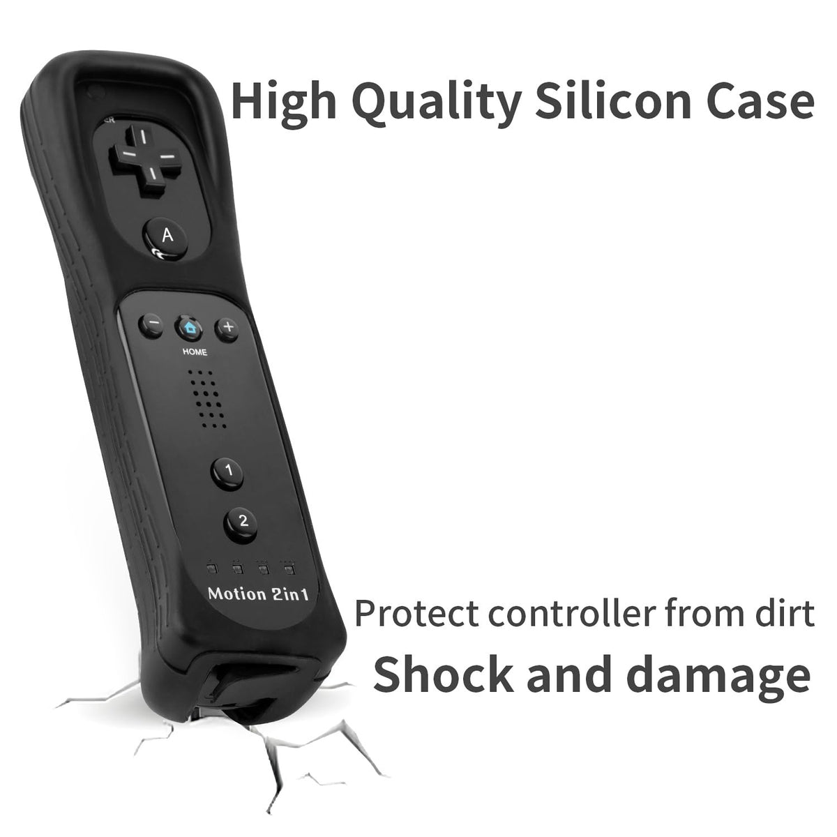 STORM WYRM Controllers Compatible for Wii and Wii U with Built in Motion Plus, Controller with Silicone Case and Wrist WU001