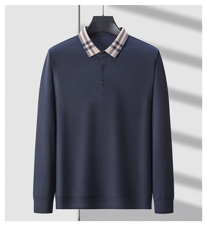 Light luxury brand polo shirt long sleeved spring and autumn new style comfortable and breathable casual striped lapel T-shirt