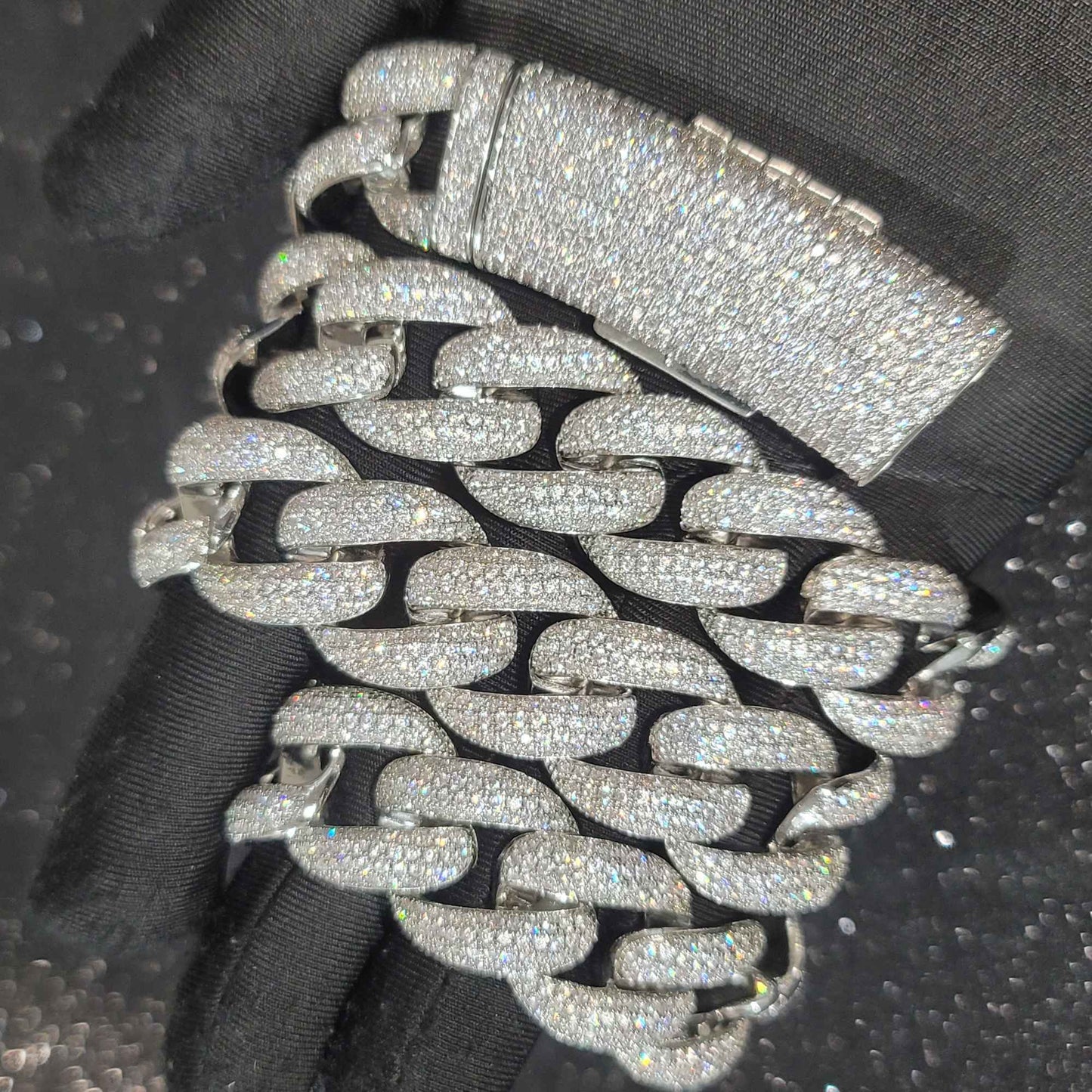 Corrente Cubana da Moda Miami Gelo 20MM Colar de Lua Totalmente Cravejado com Diamantes Fivela Longa Pulseira Joias Hip Hop Colares Para Homens