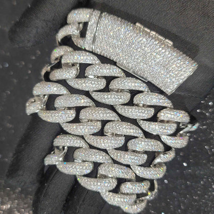 Corrente Cubana da Moda Miami Gelo 20MM Colar de Lua Totalmente Cravejado com Diamantes Fivela Longa Pulseira Joias Hip Hop Colares Para Homens