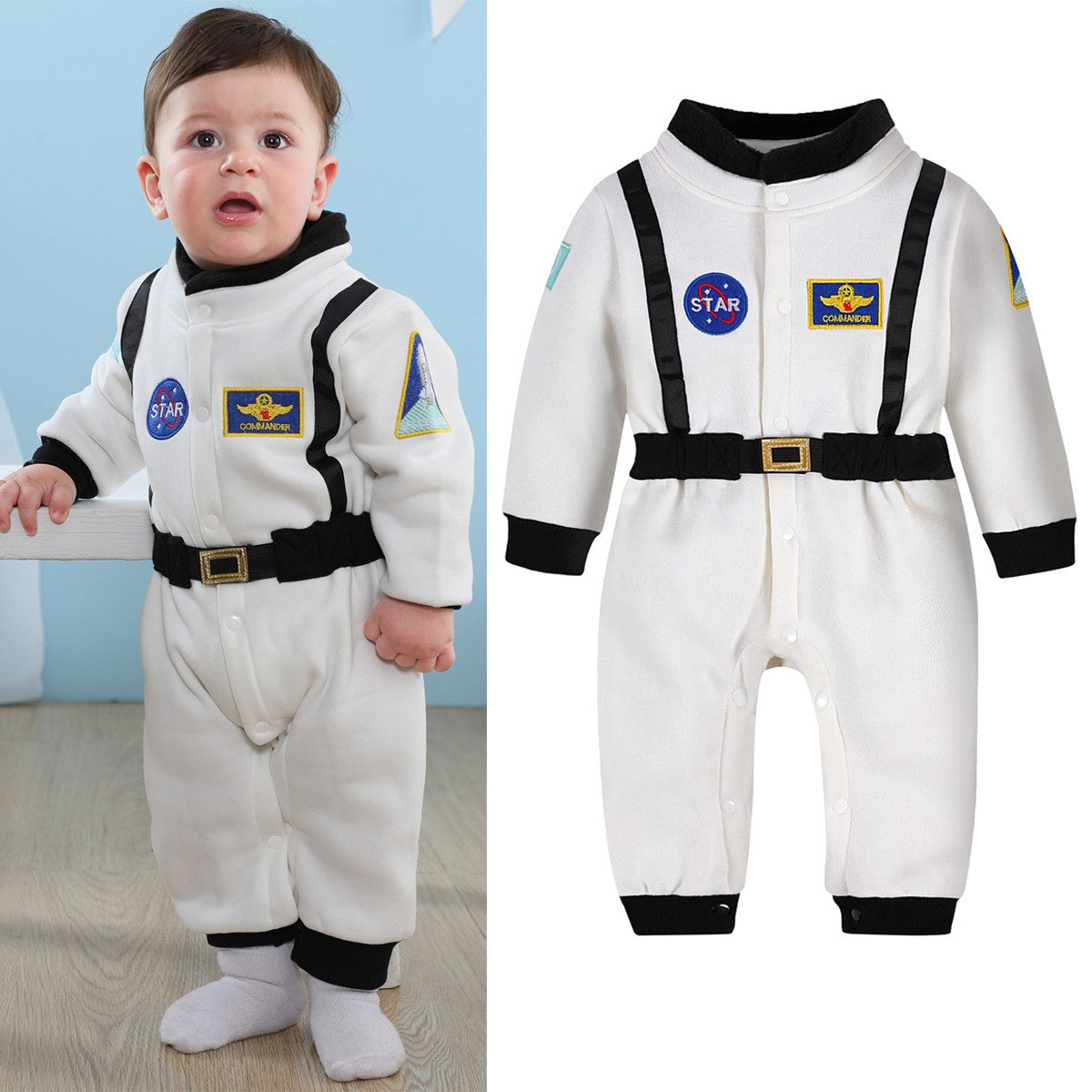 Toddler Astronaut Costume Baby Boys Space Suit Rompers Infant Halloween Birthday Party Cosplay Fancy Dress Jumpsuit