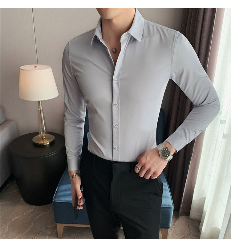 Plus Size S-7XL High Quality Men Dress Shirt 2024 Autumn Long Sleeve Solid Business Slim Shirts Homme Dress Social Casual Shirt