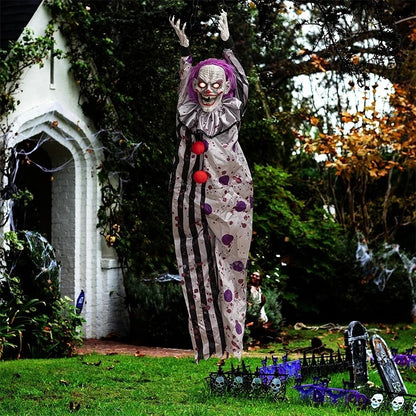 Decoração de Halloween Animatronics Palhaço Enfermeira Pendurado Controle por Voz Elétrico Exterior Assustador Liquidação Horror Adereços Casa Assombrada