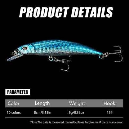HENGJIA Jerkbait Sinking Wobblers Iscas de Pesca 8cm-9g Truta Artificial Plástico Rígido Isca Crankbait Pesca de Baixo