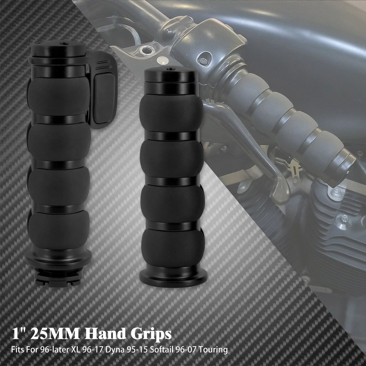 Manoplas de Guidão de Moto 1" 25mm Universal Para Harley Sportster XL1200 Touring Street Glide FLHR Dyna FXDL FLS
